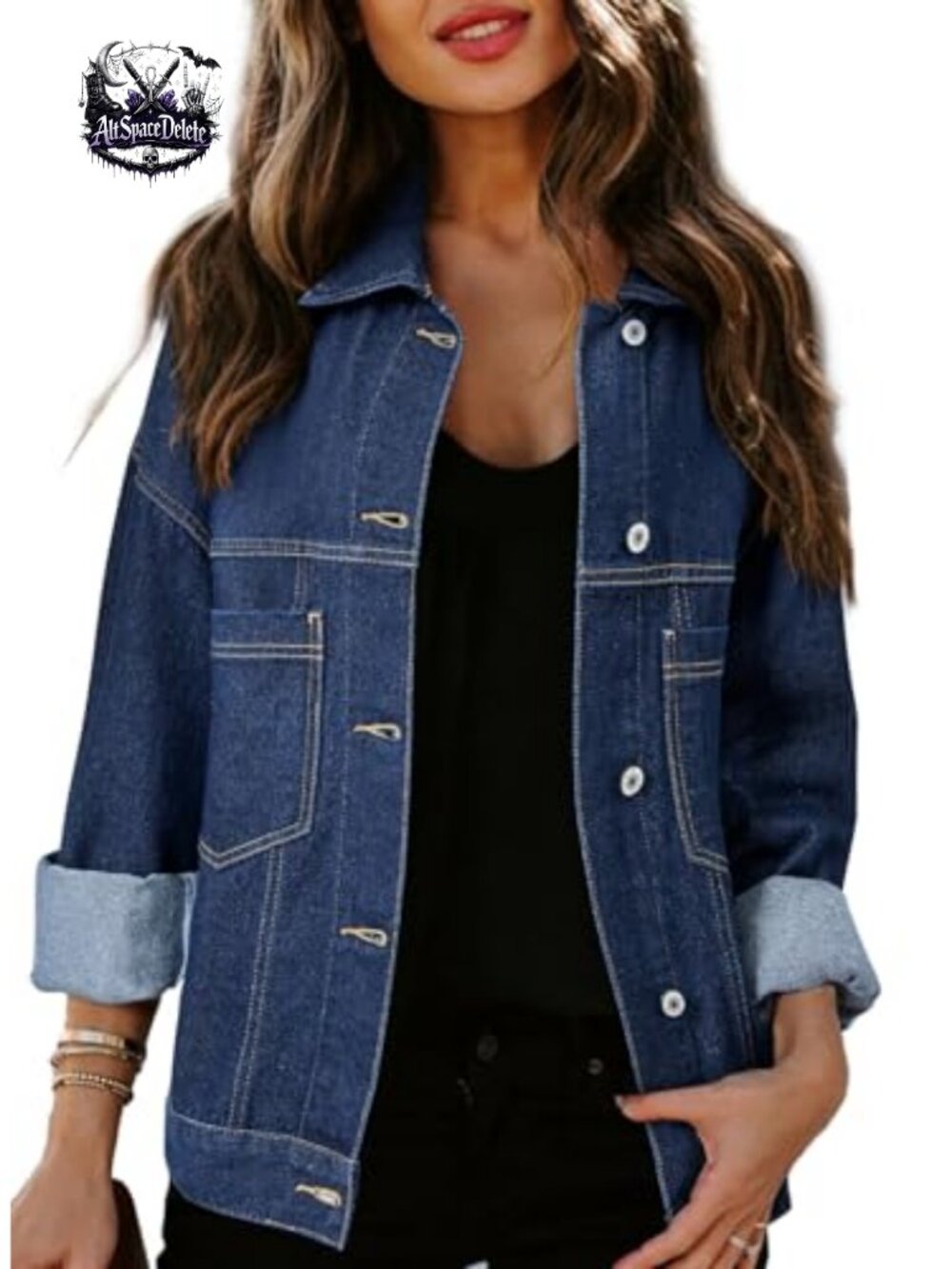 Oversized Denim Jacket Long Sleeve Cotton Polyester Casual Fall